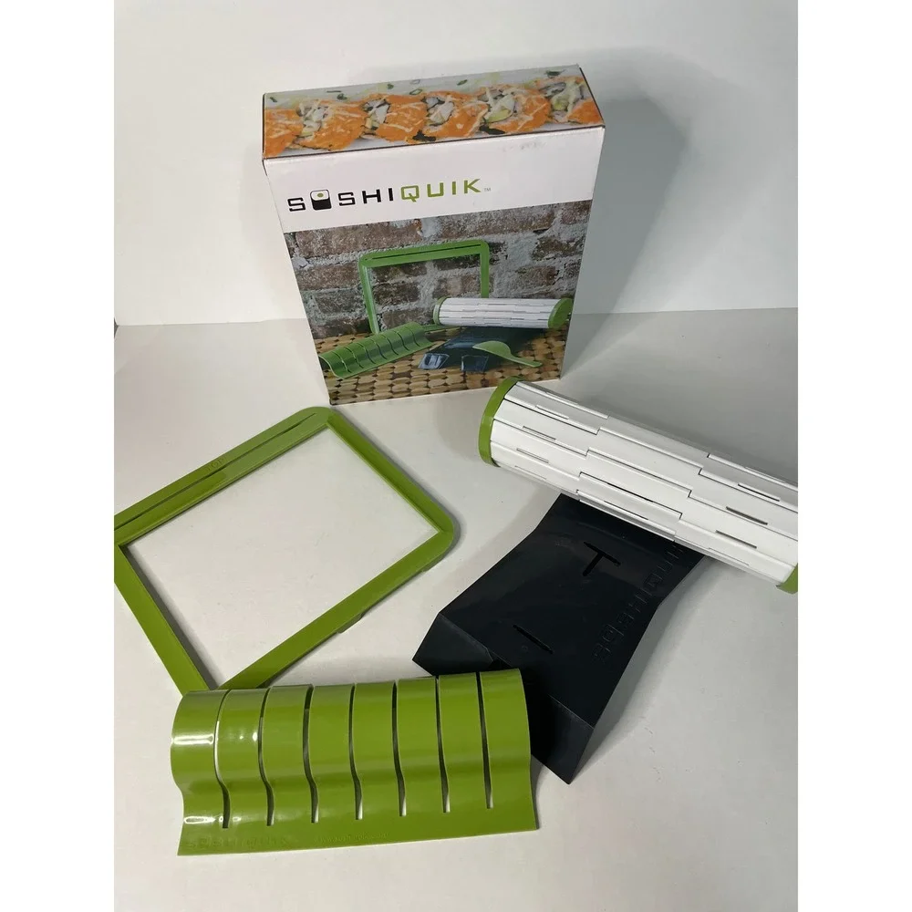 SushiQuik Sushi Making Kit Green Excellent Complete DIY Roller Set